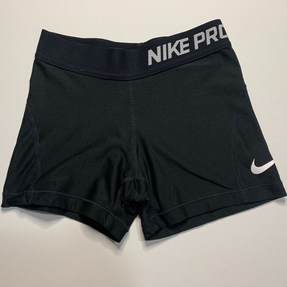 Girls Black Nike Pro Spandex Shorts